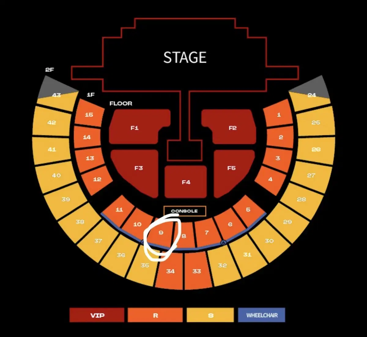 2ne1콘서트 4/13 일요일  1층 9구역 단석